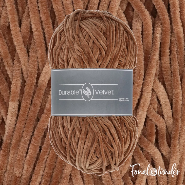 Durable Velvet 2218 Hazelnut - mogyoróbarna zsenília fonal - brown chenille yarn - 2