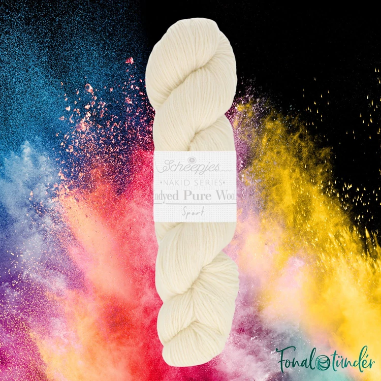 Scheepjes Nakid - Undyed Pure Wool - Sport Weight - festetlen natúr gyapjú fonal