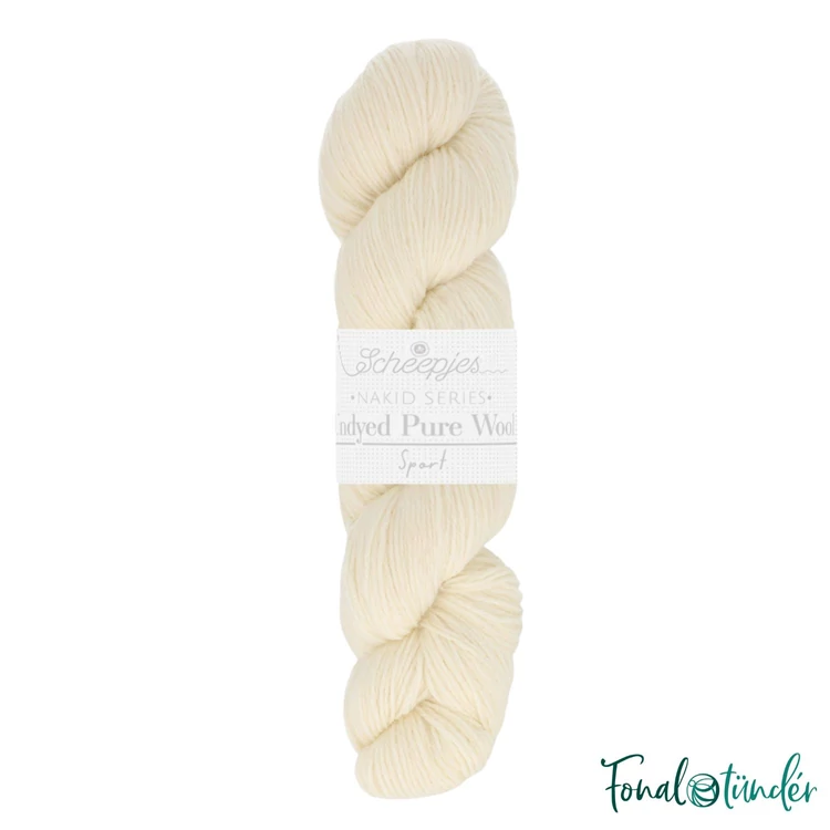 Scheepjes Nakid - Undyed Pure Wool - Sport Weight - festetlen natúr gyapjú fonal