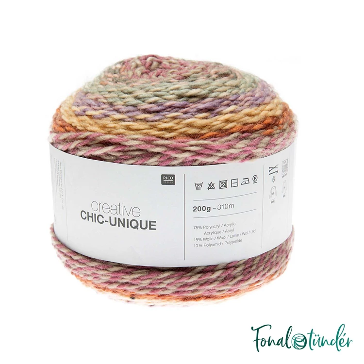 Rico Chic-Unique 002 Fire - gardient yarn - gyapjú keverék fonal