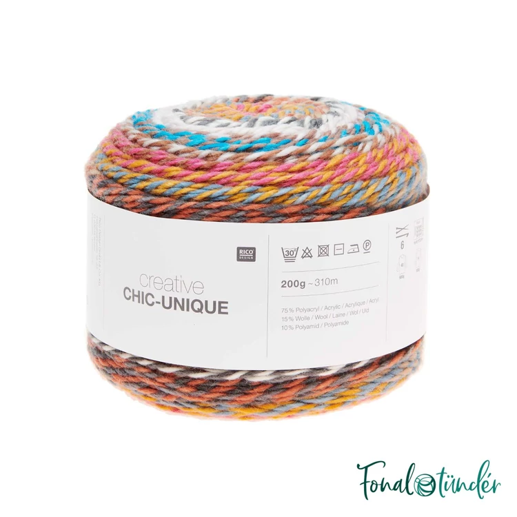 Rico Chic-Unique 011 Rainbow - gyapjú keverék fonal