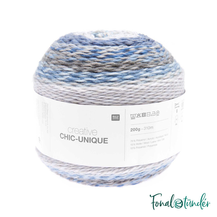 Rico Chic-Unique 017 Blue - Kékség - gyapjú keverék fonal Rico Chic-Unique 017 Blue - Kékség - gyapjú keverék fonal