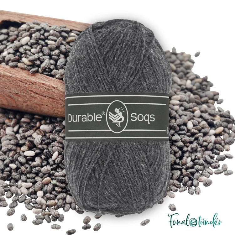 Durable Soqs 2234 Marble - sötét szürke gyapjú zoknifonal - wool socks yarn