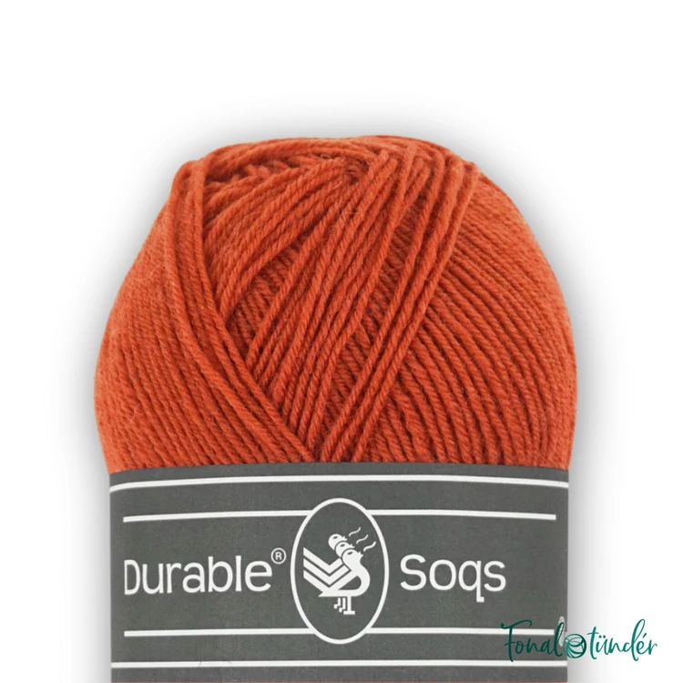 Durable Soqs 2239 Brick - piros sárga gyapjú zoknifonal - red wool socks yarn