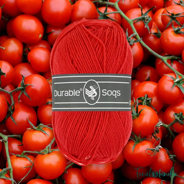 Durable Soqs 318 Tomato - élénk piros gyapjú zoknifonal - red wool socks yarn