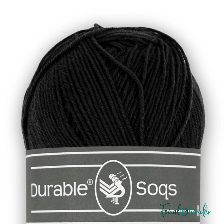 Durable Soqs 325 Black - fekete gyapjú zoknifonal - wool socks yarn