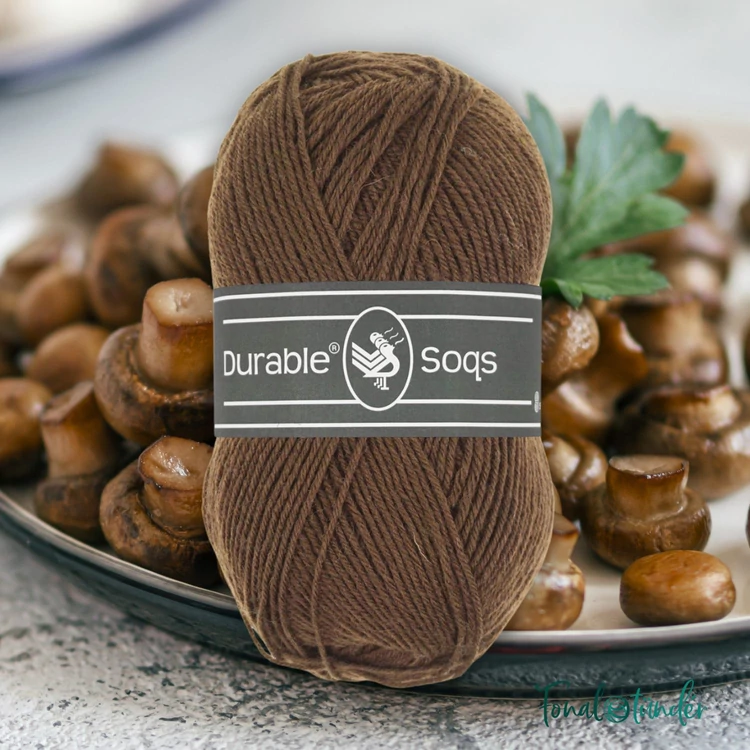 Durable Soqs 413 Mustang - sötétbarna  gyapjú zoknifonal - brown wool socks yarn