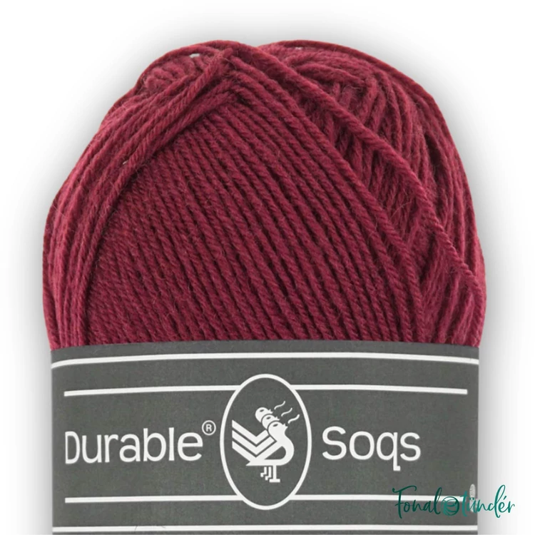 Durable Soqs 414 Anemone - céklavörös gyapjú zoknifonal - deep red wool socks yarn