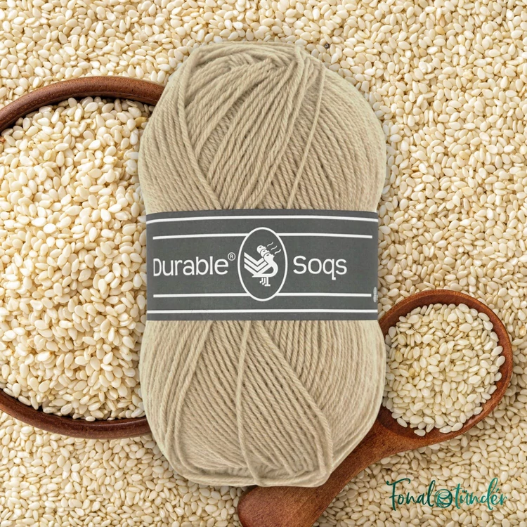 Durable Soqs 422 Sesame - drapp gyapjú zoknifonal - wool socks yarn