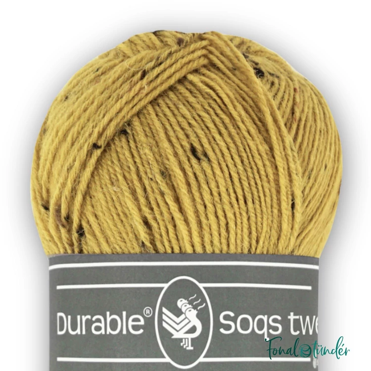 Durable Soqs Tweed 2145 Golden Olive - aranysárga gyapjú zoknifonal - wool socks yarn