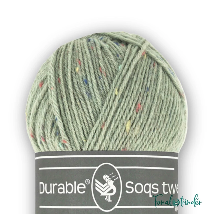 Durable Soqs Tweed 402 Seagrass - fakózöld gyapjú zoknifonal - green wool socks yarn