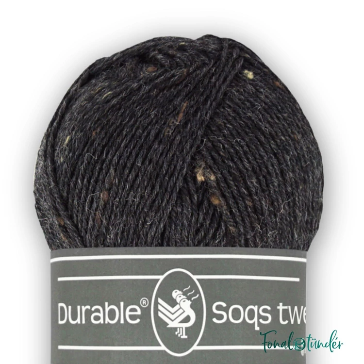 Durable Soqs Tweed 412 Phantom - fekete gyapjú zoknifonal - black wool socks yarn