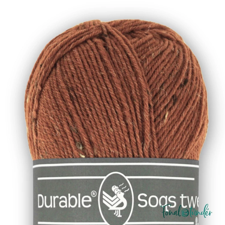Durable Soqs Tweed 417 Bombay Brown - barna gyapjú zoknifonal - wool socks yarn