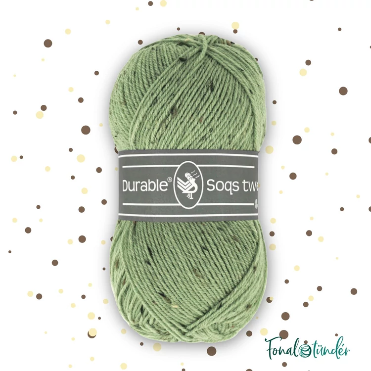 Durable Soqs Tweed 424 Saxon Green - zöld gyapjú zoknifonal - wool socks yarn