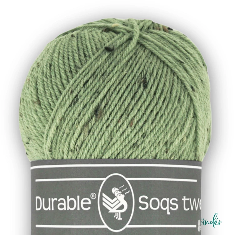 Durable Soqs Tweed 424 Saxon Green - zöld gyapjú zoknifonal - wool socks yarn