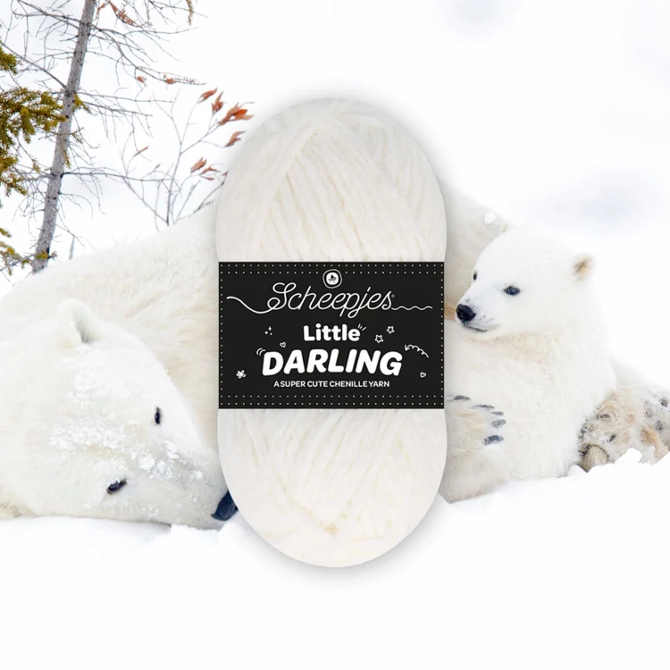 Scheepjes Little Darling 401 Ice Bear - chenille yarn - fehér zsenília fonal