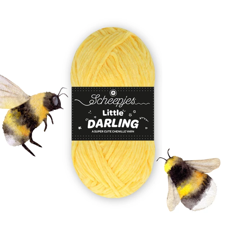 Scheepjes Little Darling 402 Bumble Bee - chenille yarn - sárga zsenília fonal