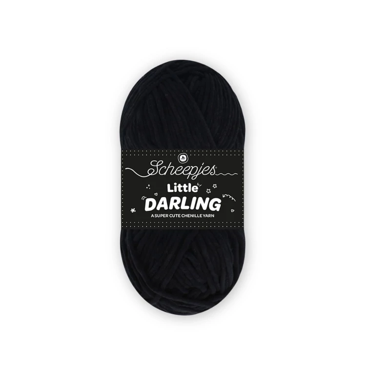 Scheepjes Little Darling 410 Panda - chenille yarn - fekete zsenília fonal