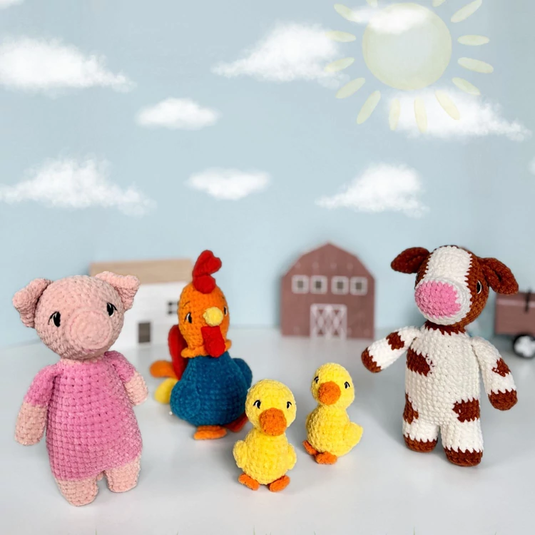 Scheepjes Little Darlin Farm Friends Yarn Pack - 8 gombolyag fonal  - 8 balls of yarn