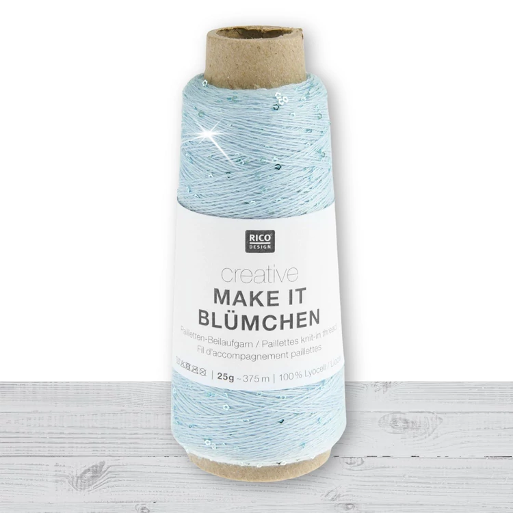 Creative Make It Blümchen 003 Aqua - flitteres világoskék fonal