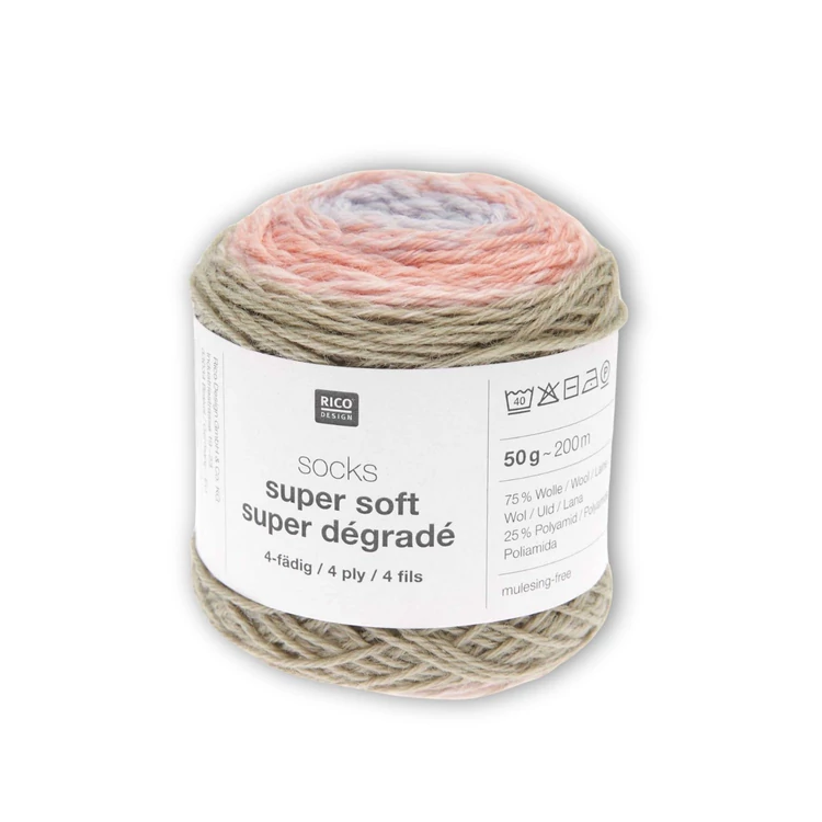 Rico Socks Degrade - 001 Pastel - wool sock yarn - színátmenetes zokni fonal