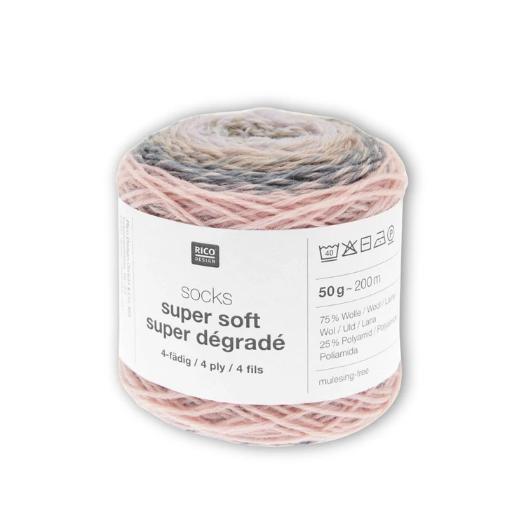 Rico Socks Degrade - 002 Dusty - wool sock yarn - színátmenetes zokni fonal