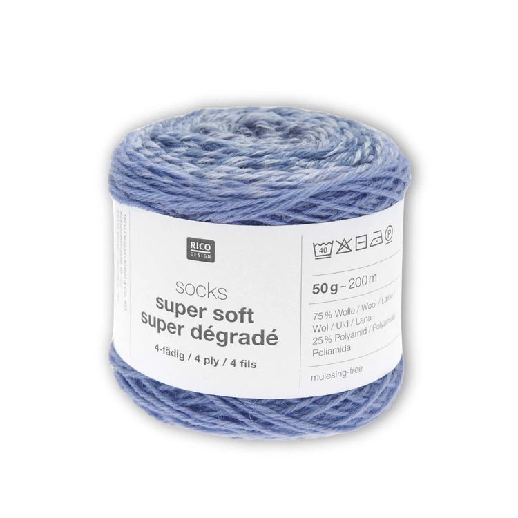 Rico Socks Degrade - 009 Blue - wool sock yarn - színátmenetes zokni fonal