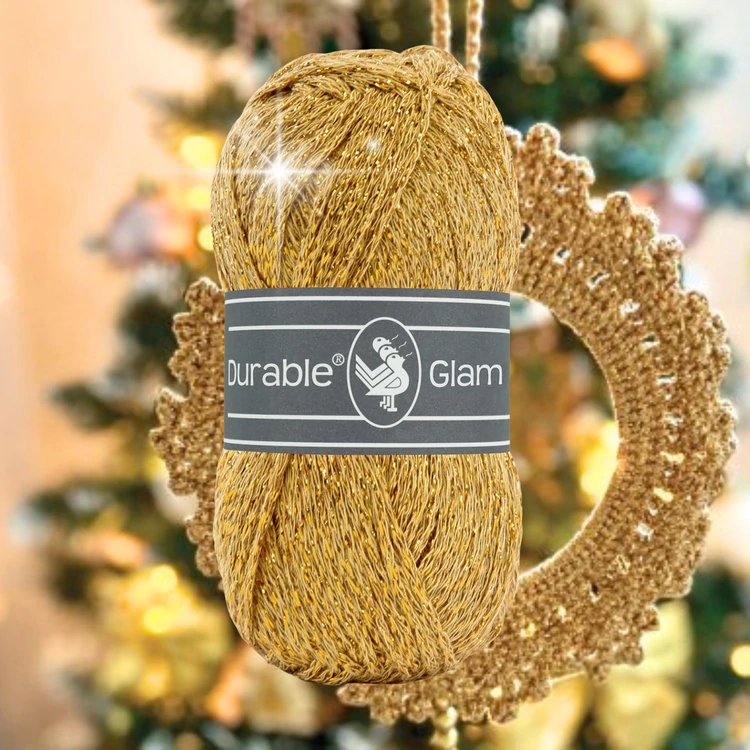 Durable Glam 2210 - csillogó arany pamut fonal - glittering gold cotton yarn