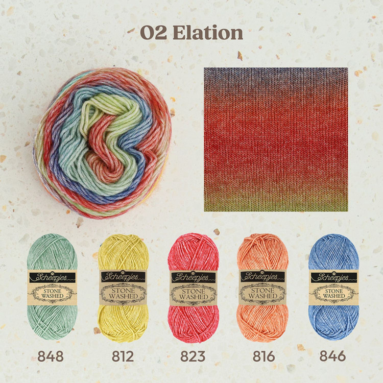 Scheepjes Stone Washed Flow - 02 Elation - színátmenetes fonal