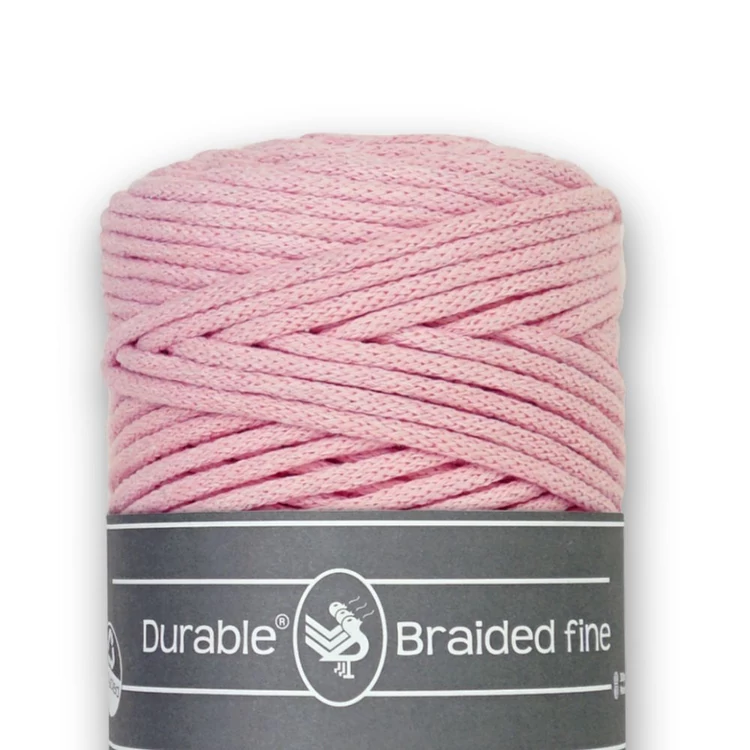 Durable Braided Fine 203 Light Pink cotton cord - rózsaszín zsinórfonal - 3mm