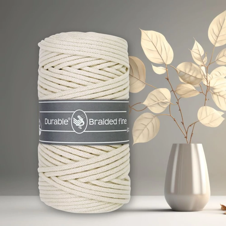 Durable Braided Fine 326 Ivory cotton cord - törtfehér zsinórfonal - 3mm