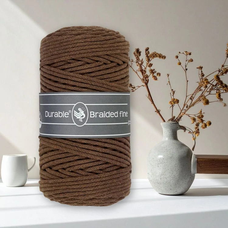 Durable Braided Fine 385 Coffee cotton cord - kávébarna zsinórfonal - 3mm