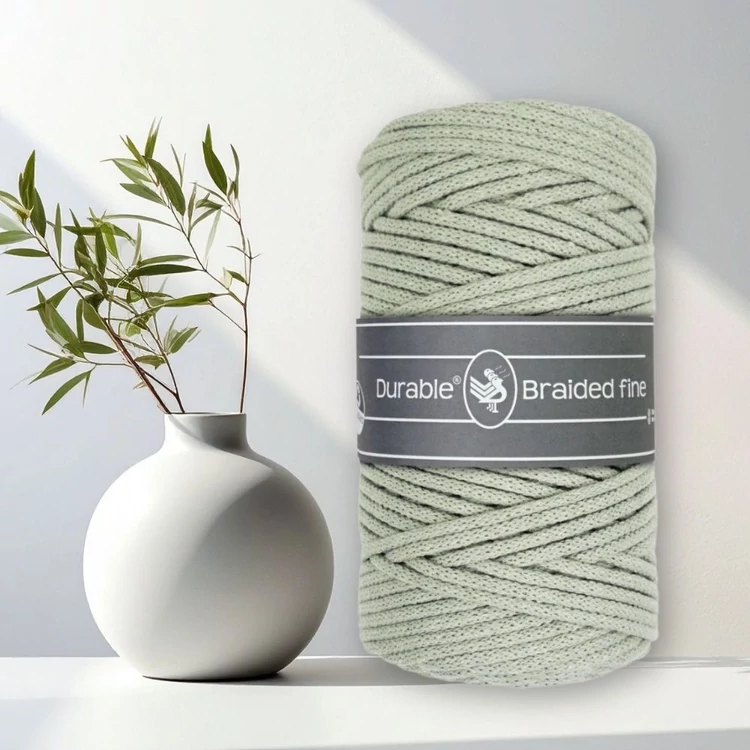 Durable Braided Fine 425 Light Sage cotton cord - világoszöld zsinórfonal - 3mm