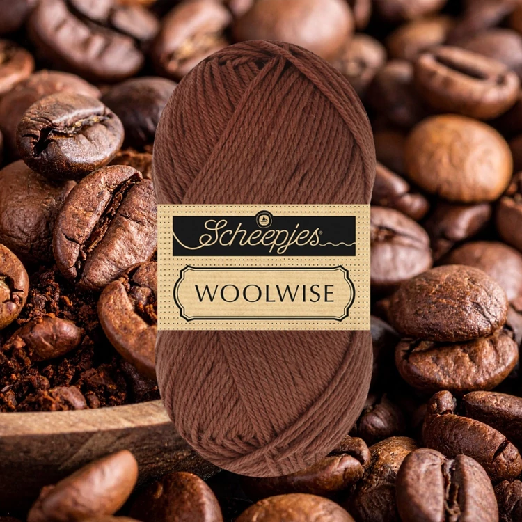 Scheepjes Woolwise 712 Coffee Bean - kávébarna merinói gyapjú fonal - wool yarn
