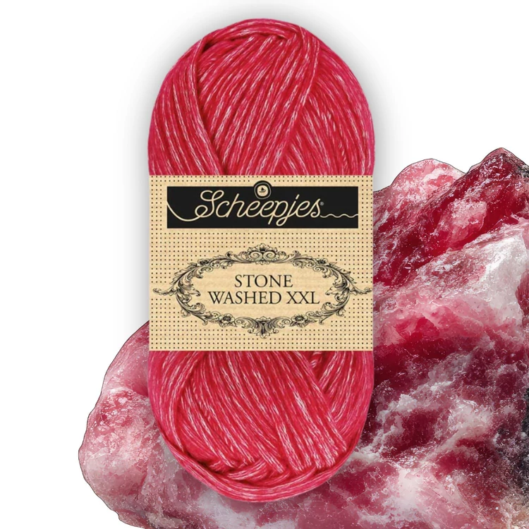 Scheepjes Stone Washed XXL 879 Eudialyte - élénk piros vastag fonal