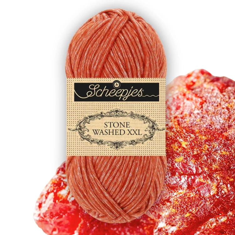 Scheepjes Stone Washed XXL 883 Realgar Red - rozsdavörös vastag fonal