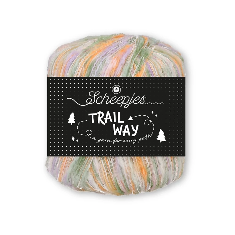 Scheepjes Trailway 007 Foxglove - narancs-zöld tweed kísérő fonal - tweed carry-along yarn