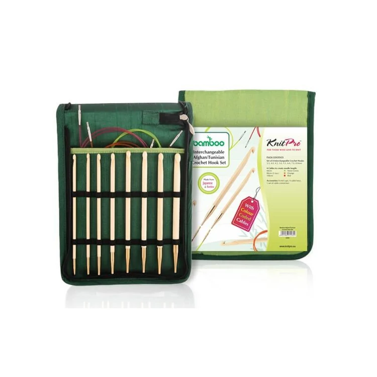 KnitPro Bamboo Tunisian Crochet Hook Set - tuniszi bambusz horgolótű készlet