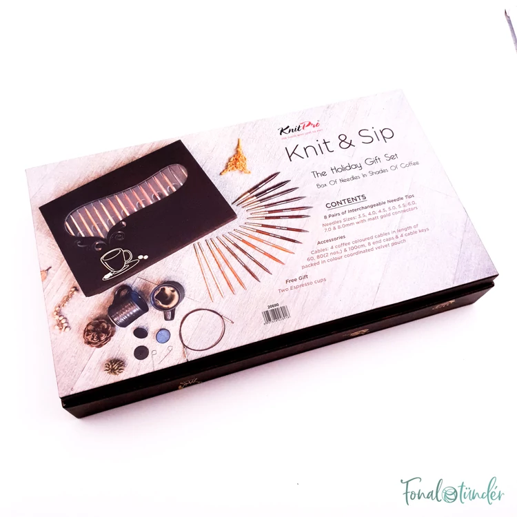 KnitPro Knit and Coffee - cserélehető végű körkötőtű szett- knitting needle set - 3-8mm