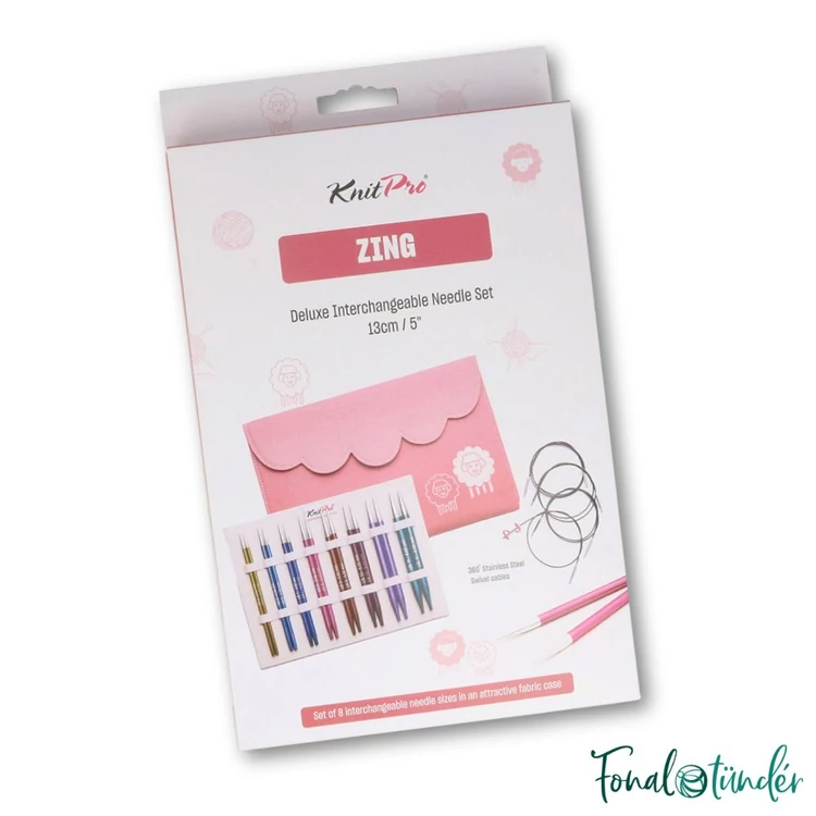 KnitPro Zing Delux knitting needle set - cserélehető körkötőtű készlet - 3.5-8mm