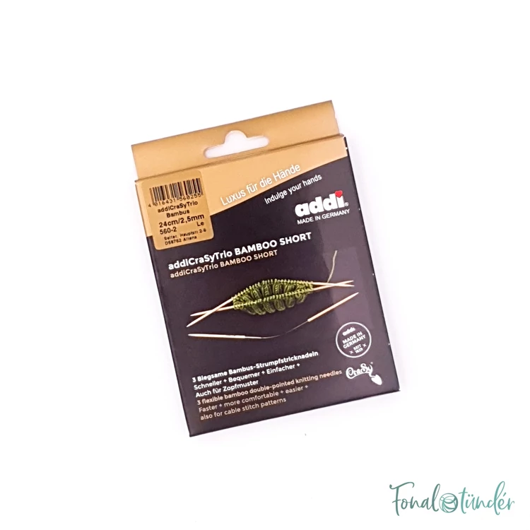 Addi CrasyTrio Bamboo - flexible double pointed needle set - flexibilis bambusz tűkészlet - 24cm - 2.5mm - kep3