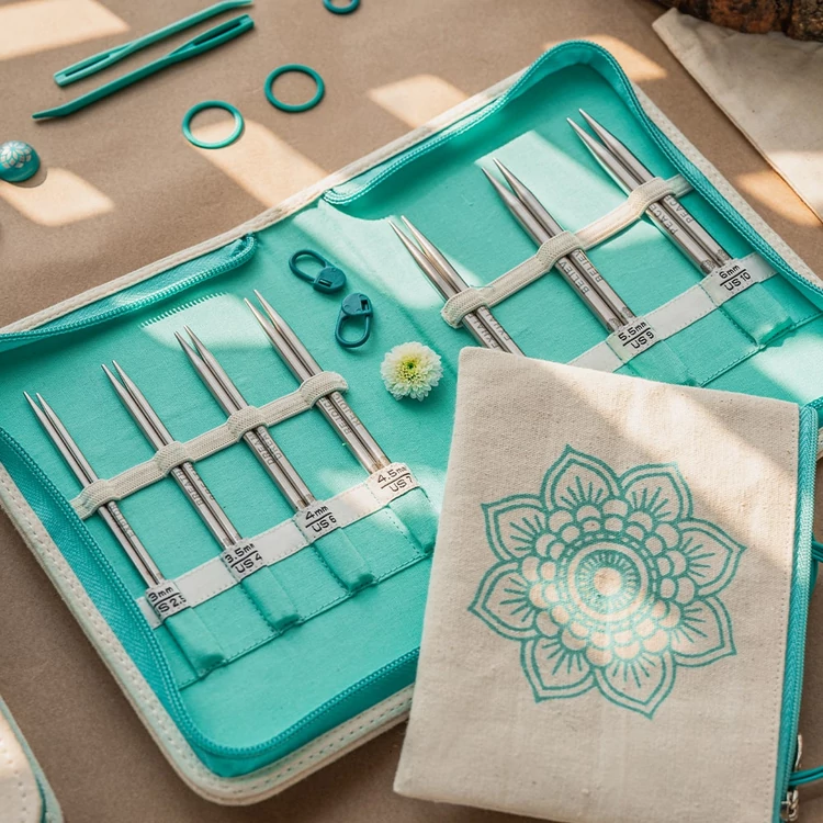 KnitPro MINDFUL The Kindness Set - cserélhető rövid acél körkötőtű szett - short knitting needle set