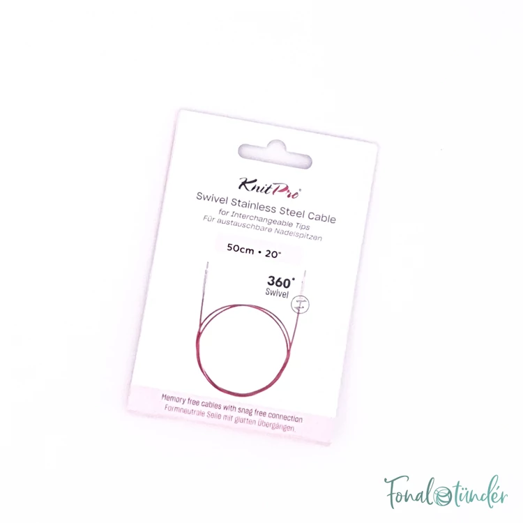 KnitPro steel swivel cable - csapágyas acél kábel kötéshez horgoláshoz - 28cm