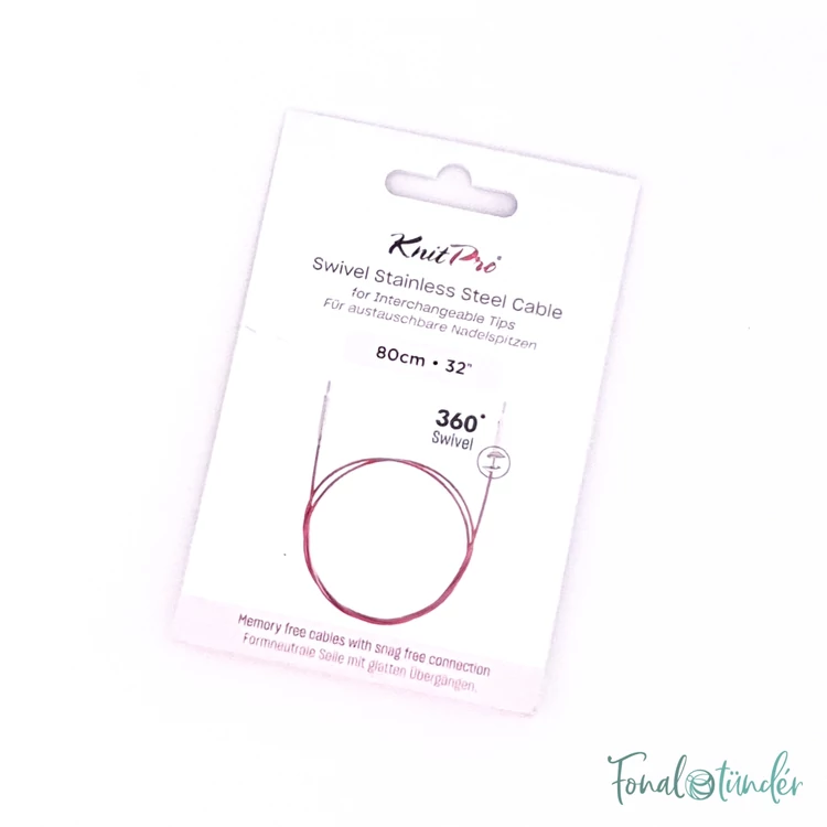 KnitPro steel swivel cable - csapágyas acél kábel kötéshez horgoláshoz - 56 (80) cm