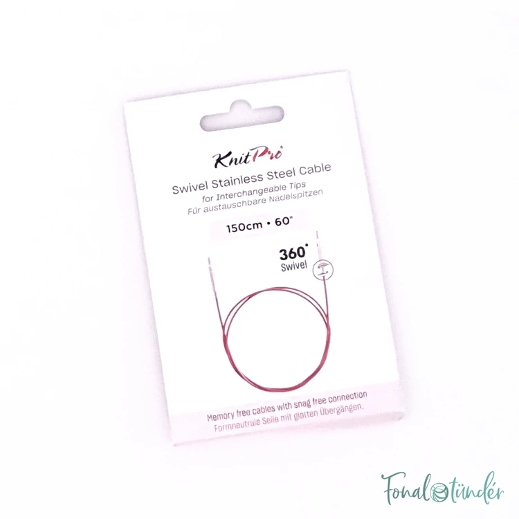 KnitPro steel swivel cable - csapágyas acél kábel kötéshez horgoláshoz - 126 (150) cm