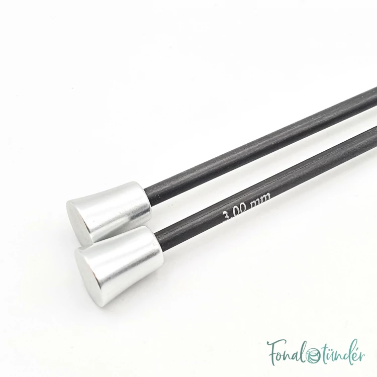 KnitPro Karbonz - egyenes kötőtű - single-pointed knitting needle - 25cm - 3mm - 04