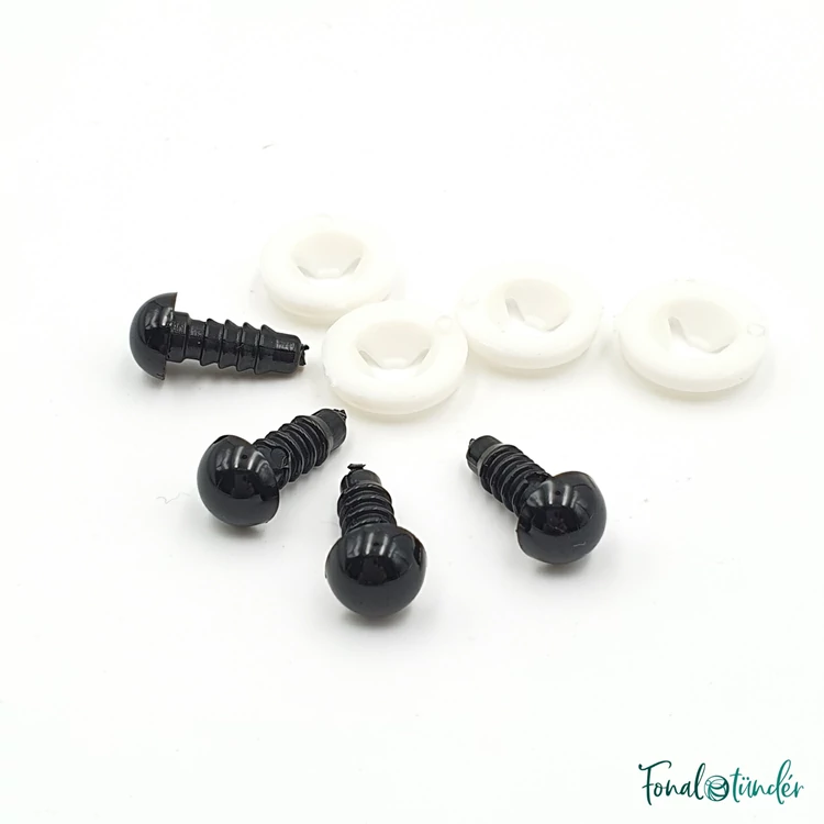Fekete baba/figura szemek - biztonsági - black safety eyes -8mm
