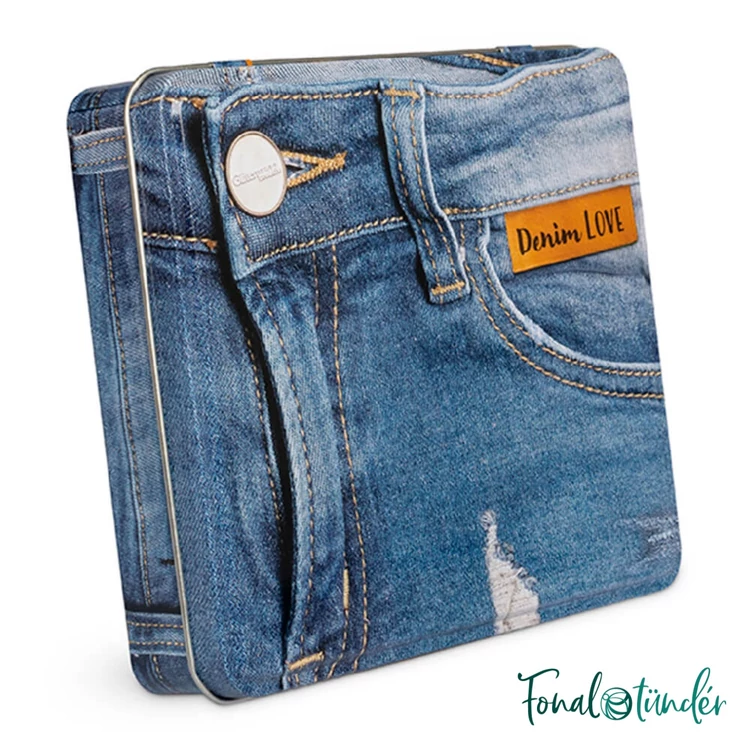 Gütermann Denim Box - farmervarró cérna készlet - tűvel és felvarrható cimkével fémdobozban - 04