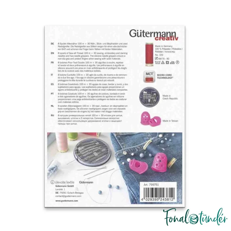 Gütermann Creativ set - with needles and needle grabbers - varrócérna készlet - tűkészlettel, gyűszűvel - 03