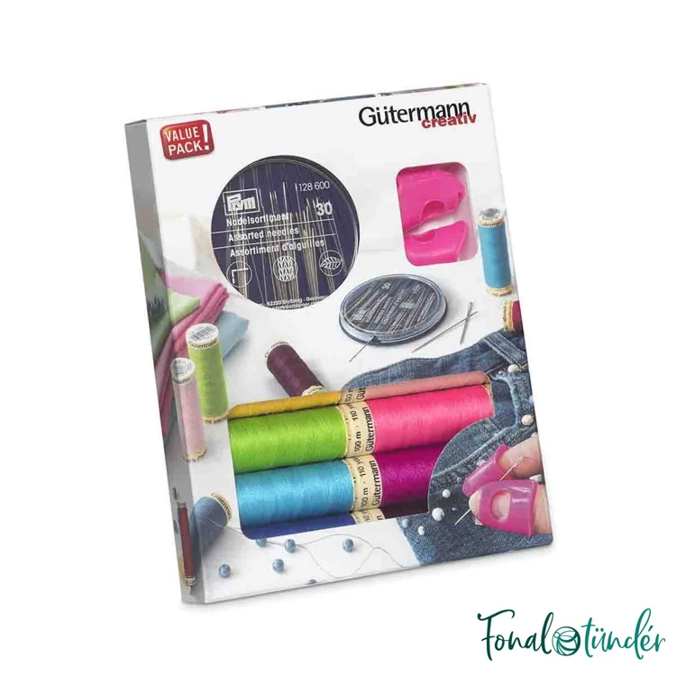 Gütermann Creativ set - with needles and needle grabbers - varrócérna készlet - tűkészlettel, gyűszűvel